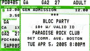 Bloc Party - April 5th, 2005 in Boston, MA