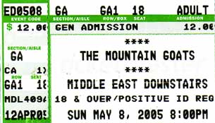 The Mountain Goats - May 8th, 2005 in Cambridge, MA